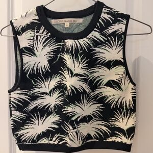 NWOT Rachel Roy Black Palm Pattern Knit Tank Top Vest Size S